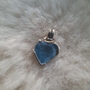 Aquamarine  Pendant Necklace Charm - Sterling-Style Setting